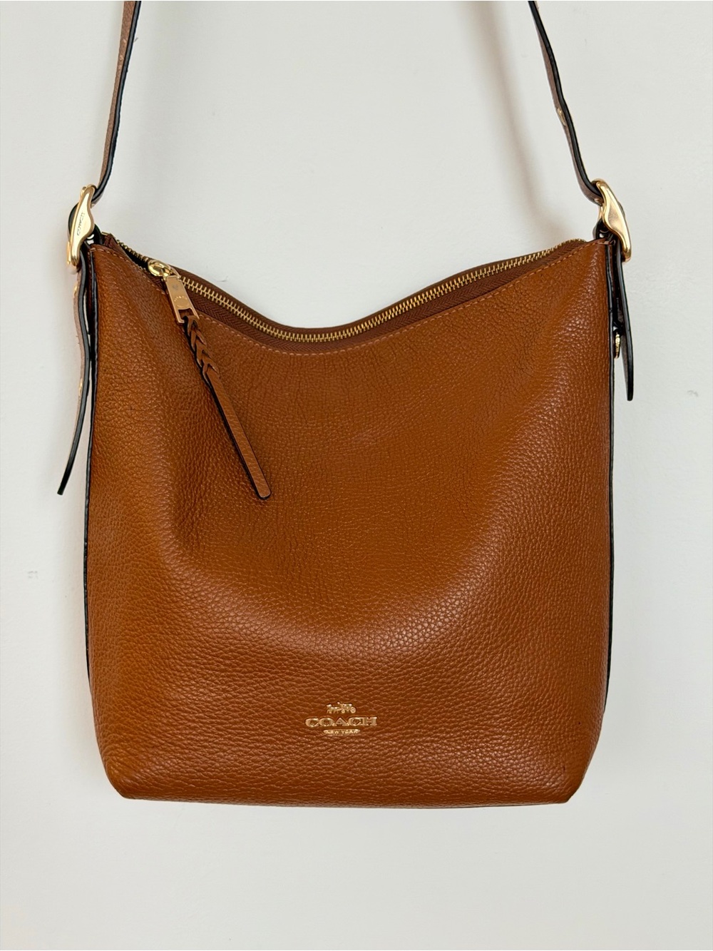 Coach Val Duffle crossbody cognac brown with gold hardware